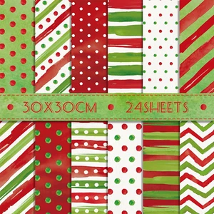 24Sheets 11.8 × 11.8 Inches Christmas Scrapbook Paper Watercolor Red Green Polka - Picture 1 of 9