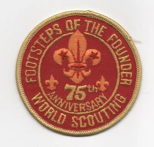 Pasos vintage del fundador 75 aniversario Parche Scout Mundial, ¡como nuevo! - Imagen 1 de 1