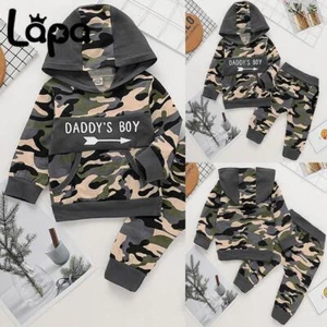 Newborn Baby Boy Camo Tracksuit Outfits Hoodie Sweatshirt Tops Pants Set Clothes - Picture 1 of 12