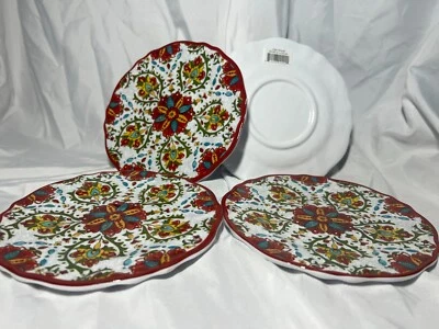 JUEGO DE 4, platos de postre o aperitivo de melamina roja Le Cadeau Allegra NUEVOS 6 1/4" Foto 1 de 3