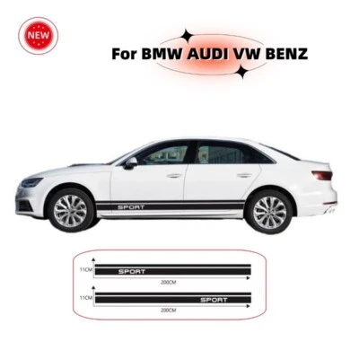 Kit de calcomanías adhesivas para puerta lateral a rayas deportivas carreras vinilo coche BMW AUDI VW BENZ Foto 1 de 4