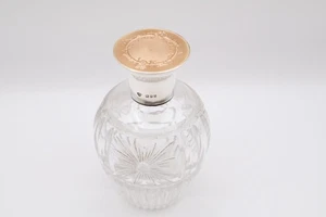 Impresionante botella perfumada de vidrio esmaltado guilloche plateado vintage Londres 1937 - Imagen 1 de 13