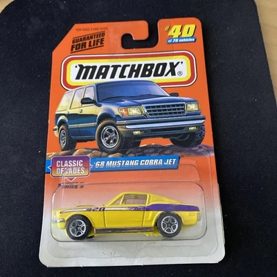 1998 Matchbox #40 '68 Mustang Cobra Jet Yellow Classic Decades Series 5 #10/10 - Image 1 of 4