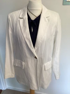 LADIES STUNNING ZARA CREAM LINEN BLAZER WORN ONCE ONLY SIZE M  - Picture 1 of 13