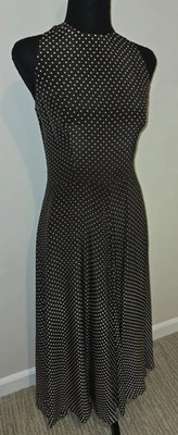 Vestido Columpio 100% Seda Talla 8 Marrón Marfil Polkadot Mujer Bonita Disfraz De Colección  Foto 1 de 4