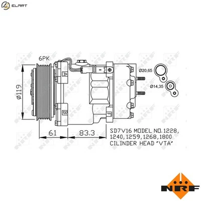 COMPRESSOR AIR CONDITIONING 32198 FOR PEUGEOT PARTNER/Van/Box/Body/MPV/FURGON - Image 1 of 4