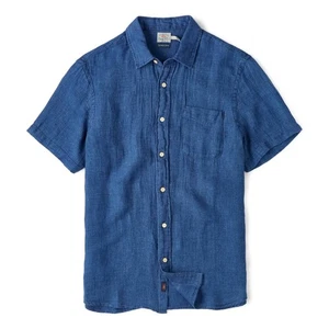 Faherty Herren Kurzarm Palma Leinen Hemd Indigo Basketweave, S - Bild 1 von 5