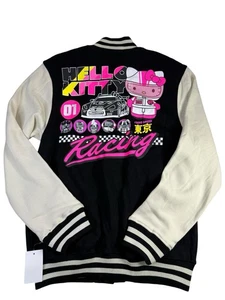 Neu Hello Kitty Unisex schwarz/creme Tokyo Speed Racing College Jacke-S - Bild 1 von 4