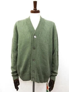 ZANONE Men's Cardigan Unused Linen Cotton Mid-Gauge Knit Light Olive Size 54 - Picture 1 of 9