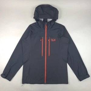 Mountain Hardwear Jacket Mens Large Gray Mixaction Dry Q Elite Full Zip Hooded - Picture 1 of 12