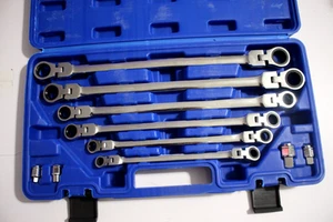 RIMKOLO 6-PIECE FLEX-HEAD EXTRA LONG RATCHETING WRENCH SET - Picture 1 of 8