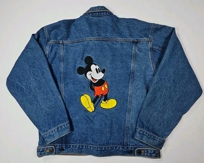 Chaqueta vaquera de camionero vintage bordada de Mickey Mouse de Disney para hombre talla L años 90 Foto 1 de 4