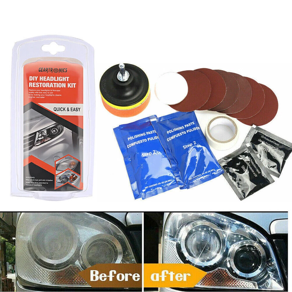 Pro Car Headlight Lens Polishing Cleaner Cleaning Tool Restoration Repair Kit US - Image 1 of 4