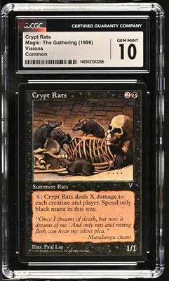 1996 Visions Magic The Gathering Crypt Rats CGC 10 - Image 1 of 2