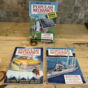 Lot 3 Vintage Popular Mechanics Magazines 1957 Solar House Cars Ships Retro - Foto 1 di 24