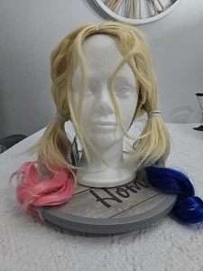 Harley Quinn Suicide Squad Halloween Blue Pink blonde Wig   NWT - Picture 1 of 7