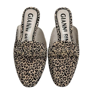 Gianni Bini Damen-Flats Größe 7 McKinley geflochtenes Wildleder schwarz/beige Leopardenmuster - Bild 1 von 7