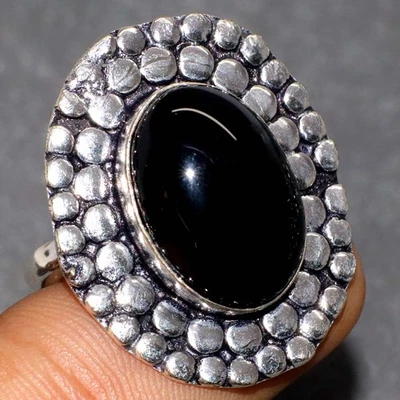 Black Onyx 925 Silver Plated Gemstone Handmade Ring US 9.5 Gift Jewelry JW - Image 1 of 3