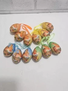 Lote de 12 conejitos de papel maché multicolor conjunto decoupage adornos de huevo de Pascua decoupage - Imagen 1 de 5