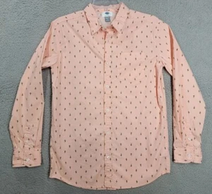 Old Navy Boys Button Down Shirt XXL 18 Cactus Print Coral Preppy Long Sleeve - Picture 1 of 9