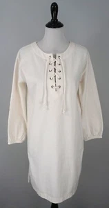 New J. Crew Lace Up Long Balloon Sleeve Cotton Dress Size Small AX320 - Picture 1 of 6