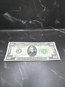 1934 $20 Dollar Bill Federal Reserve Note Philly Light Green Seal Lucky 777 - Picture 1 of 9