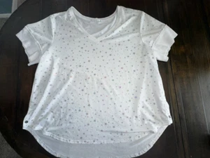 Jane Delancey Gr. 2X weiches weißes Shirt Regenbogen Metallic Sterne V-Ausschnitt Oberteil Shirt - Bild 1 von 13