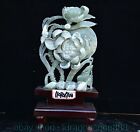 14,4" Rare Pin Naturel Chinois Xiu Jade Sculpture Feng Shui Lotus Sculpture