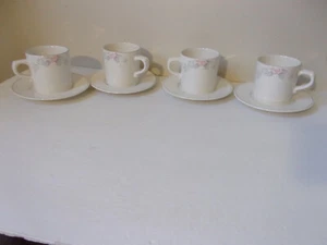 4 tazas y platillos florales Pfaltzgraff Wyndham rosa/gris #2 - Imagen 1 de 5