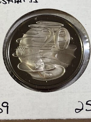 Australia 1969 20 centavos prueba baja acuñación Foto 1 de 4