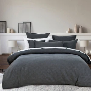 Bianca Hallston Charcoal Pre-Washed Cotton Quilt Cover Set or Accessories - Picture 1 of 8