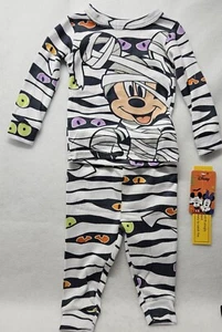 Mickey Mouse Toddler Halloween Glow in the Dark Snug Fit Pajama Set Size 12M New - Picture 1 of 6