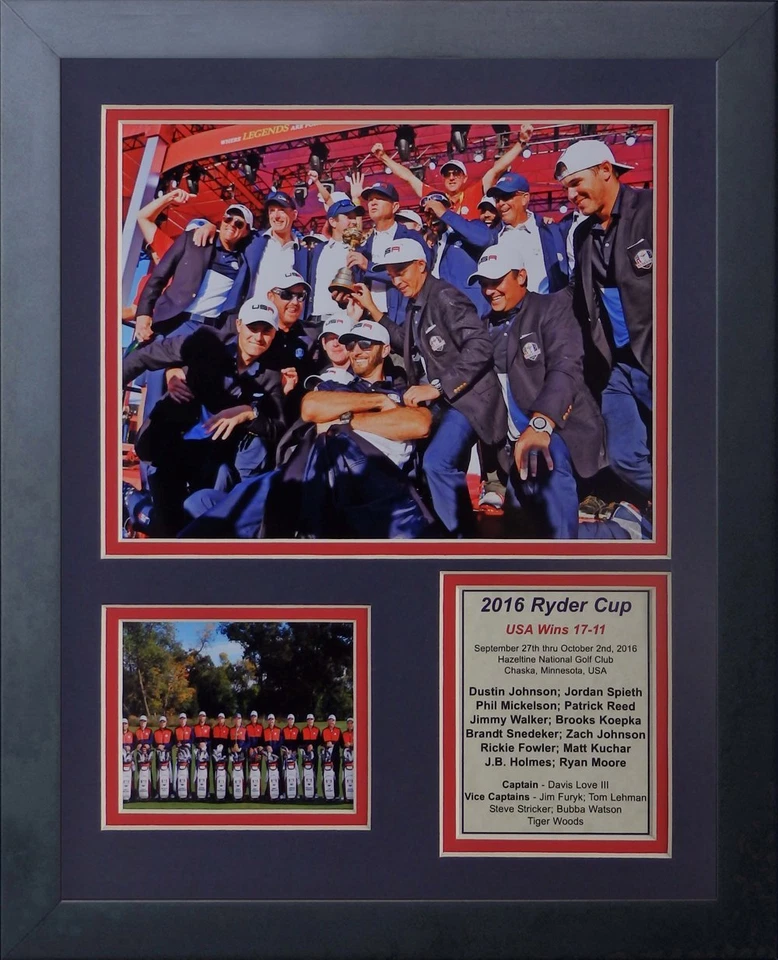 Copa Ryder 2016 campeones de Estados Unidos Phil Mickleson Dustin Johnson 8x10 foto enmarcada  Foto 1 de 1