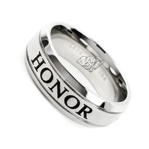 Men's 8mm Cobalt Chrome Ring Wedding Band With Laser Engraved (HONOR) - Picture 1 of 3