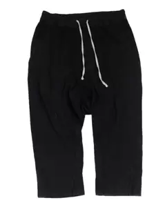 Rick Owen Men Cropped Pants Medium Black Cotton Drop Crotch Drawstring Trousers - Picture 1 of 10