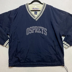 Vtg University North Florida Ospreys Windbreaker Men's L Navy Champion Pullover - Picture 1 of 14