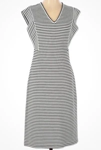 Derek Lam Collective Damen Minikleid weiß gestreift V-Ausschnitt Gr. 42 UK 10 US - Bild 1 von 8