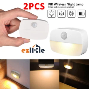 LED Motion Sensor PIR Night Light Cordless Battery Powered Closet Stair Light - Picture 1 of 14