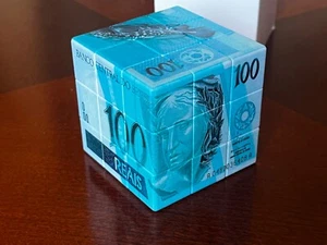 3 x 3 x 3 Puzzle Rubik’s type Cube with decorated Brazil Currency art. New. - Picture 1 of 2