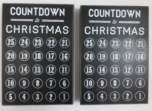 LOT 2 Primitives By Kathy Countdown Christmas Black Chalkboard Decoration Wood - Picture 1 of 5