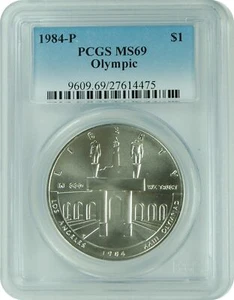1984-P PCGS MS69 Olympic $1 SILVER Commemorative New PCGS Label - Picture 1 of 1