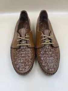 Dexter Vintage Made In USA Brown Leather Woven Laced Huarache Oxford Shoes 7M - Picture 1 of 9