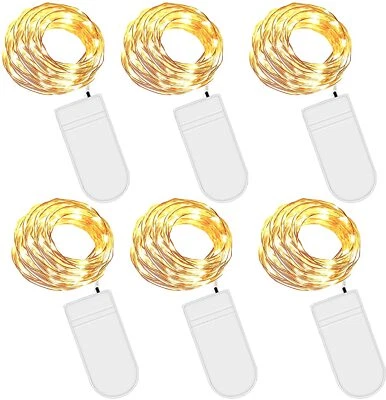 6X LED Lichterkette Batterie Drahtlichterkette Kupfer Innen Außen Party Warmweiß - Bild 1 von 4