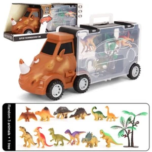 Dinosaur Truck Toy Transport Carrier Car Set Pull Back Dinosaur Car for Kid Gift - Picture 1 of 7