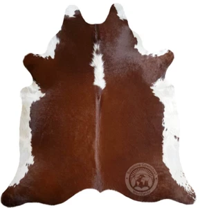 Real Cowhide Rug Brown and White Hereford - Size 6 x 6-7' - Picture 1 of 9