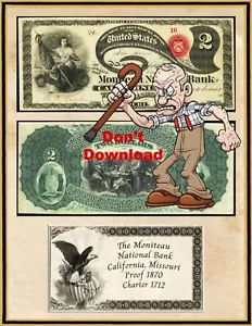COPY 1870 $2 The Montineau National Bank of California Missouri CH #1712 - Picture 1 of 1