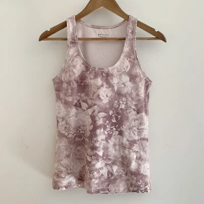 Camiseta sin mangas Athleta Antoinette rosa floral cuello redondo pequeña Foto 1 de 4