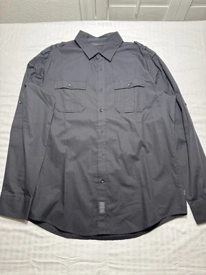 Sean John Mens Tailored Fit Button Up Dress Shirt Black 3XL - Image 1 of 4