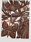A. POHL (1928-2019), "Indianin-Orfeusz", 1977, kolorowy drzeworyt abstrakcja