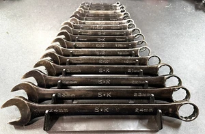 SK PROFESSIONAL TOOLS 17- PIECE COMBINATION BLACK OXIDE WRENCH SET 7-24MM USA - Picture 1 of 14